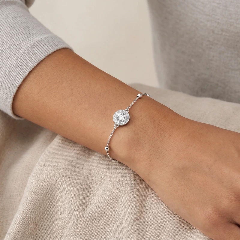 Una Angelic Bracelet Round Cut White Rhodium 24 cm