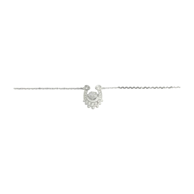 Symbolica Pendant Crystal Pearl Pavé Horse Shoe White Rhodium 42-49 cm