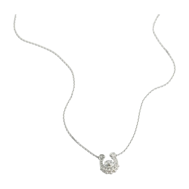 Symbolica Pendant Crystal Pearl Pavé Horse Shoe White Rhodium 42-49 cm