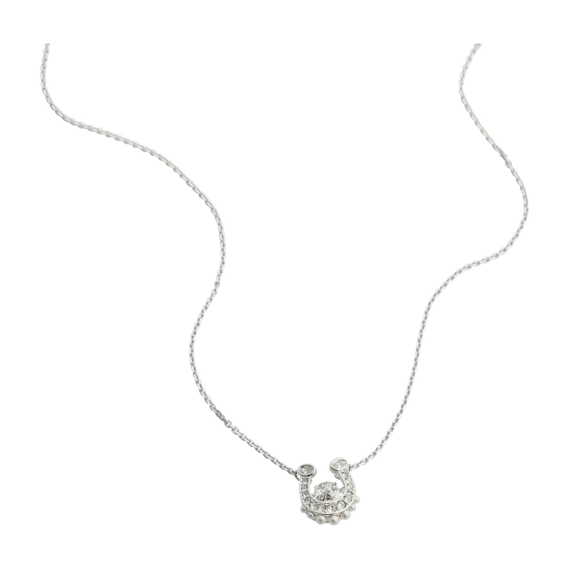 Symbolica Pendant Crystal Pearl Pavé Horse Shoe White Rhodium 42-49 cm