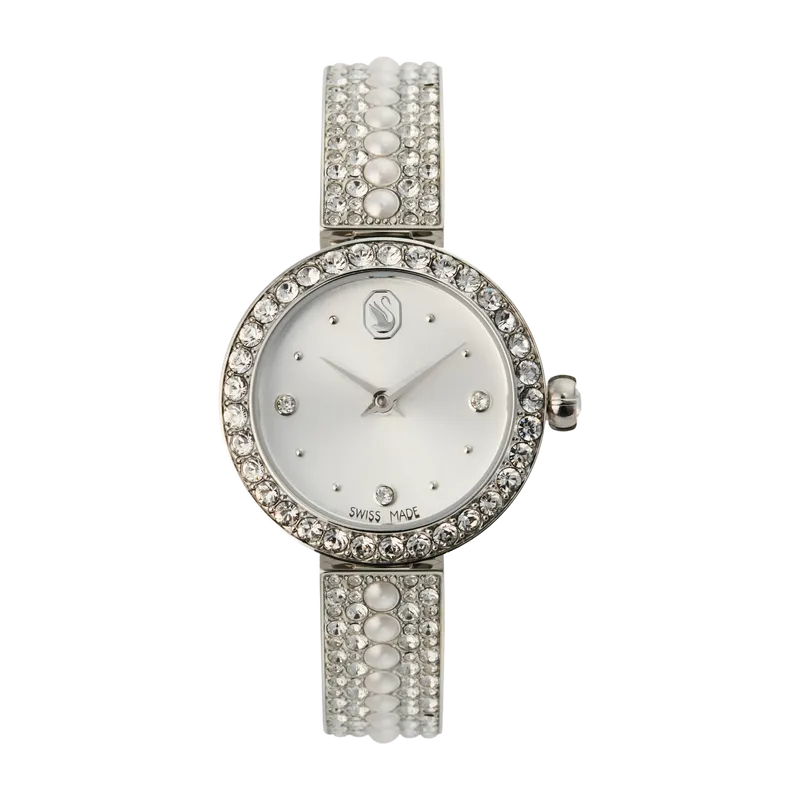 Matrix Pearl Bangle Watch Crystal Bracelet White Stainless Steel