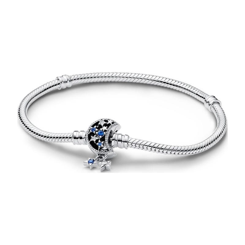 Sparkling Moon Clasp Snake Chain Bracelet
