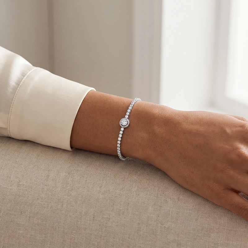 Sparkling Halo Tennis Bracelet 16 cm
