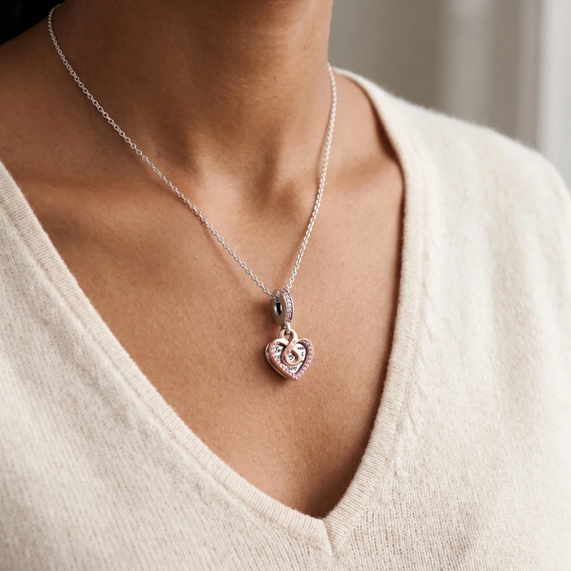Two-tone Infinity Heart Double Dangle Charm