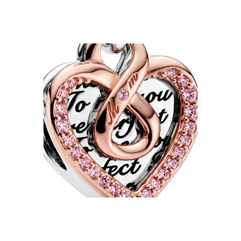 Two-tone Infinity Heart Double Dangle Charm
