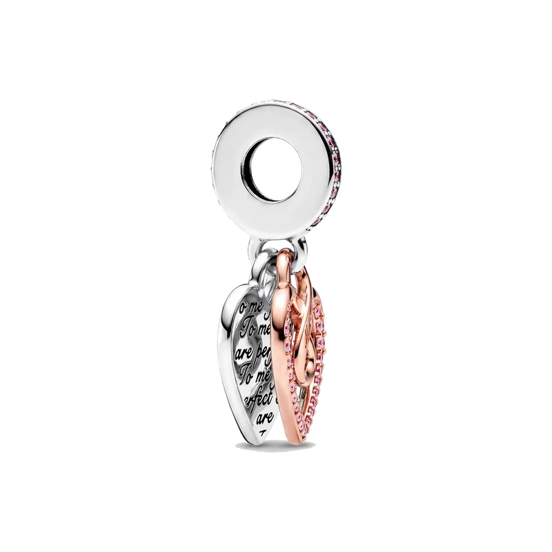Two-tone Infinity Heart Double Dangle Charm