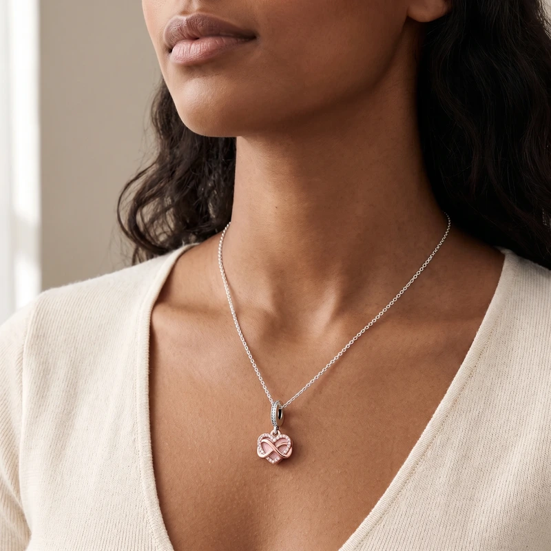 Sparkling Infinity Heart Dangle Charm