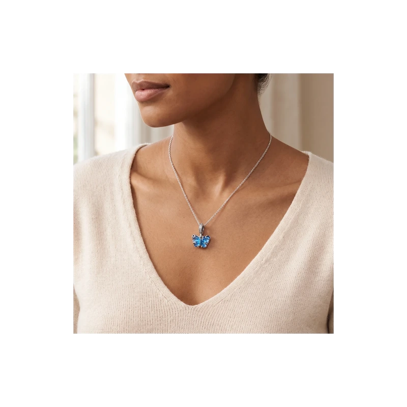 Blue Murano Glass Butterfly Dangle Charm