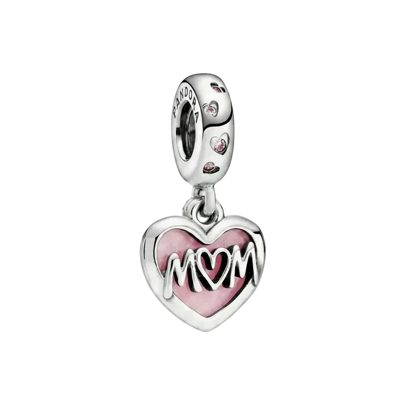 Mom Script Heart Dangle Charm