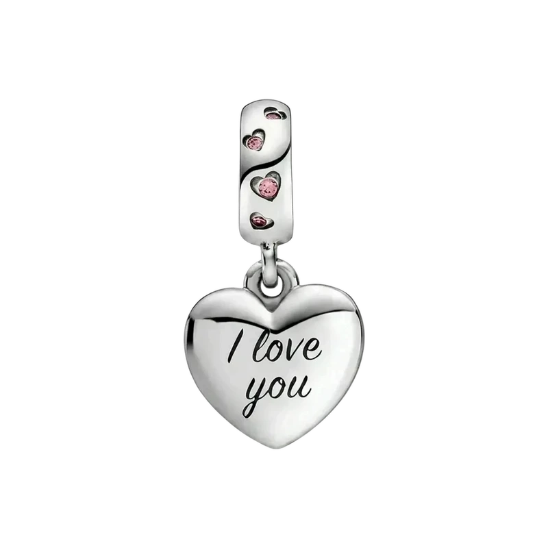 Mom Script Heart Dangle Charm