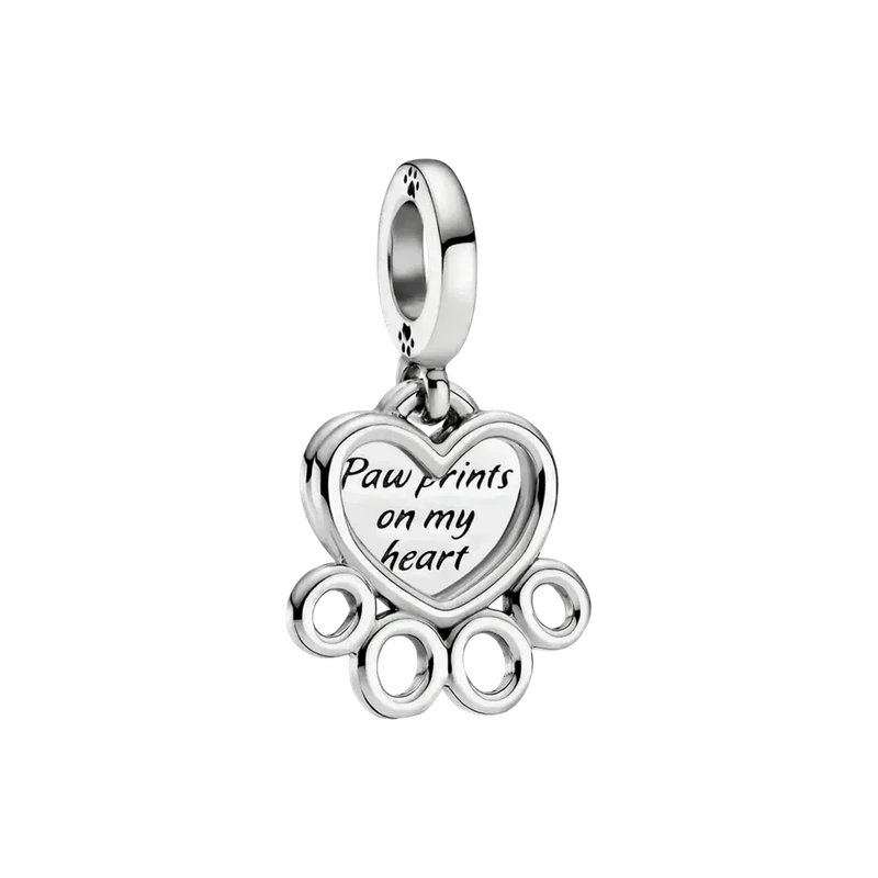 Hearts & Paw Print Dangle Charm