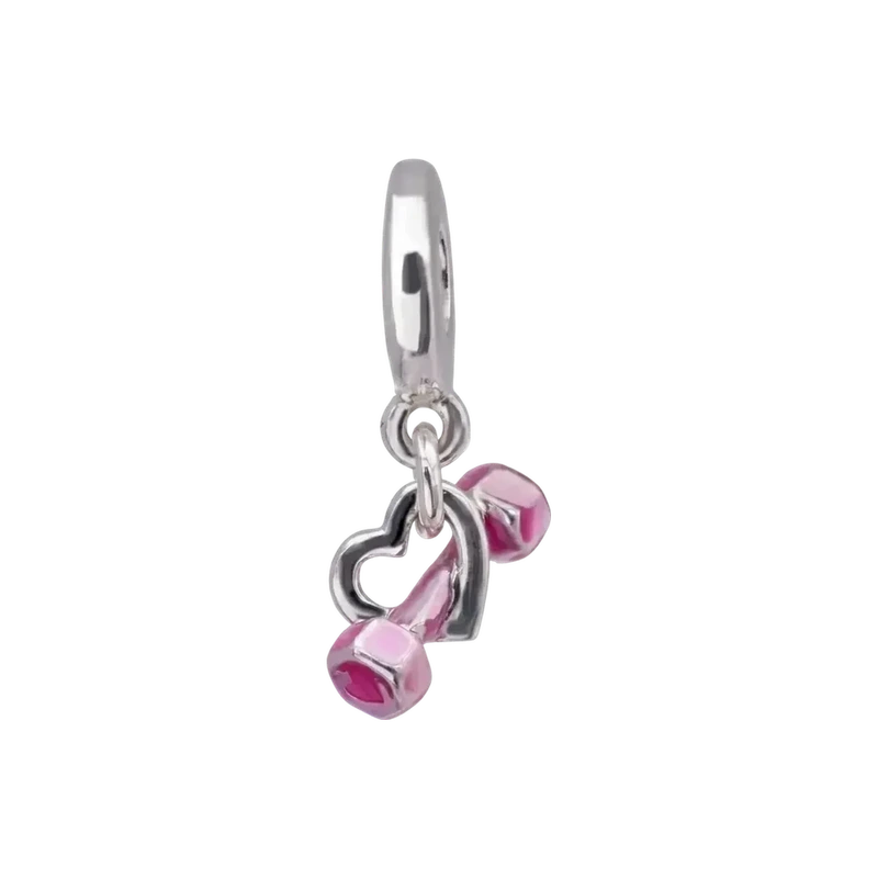 Dumbbell & Heart Dangle Charm