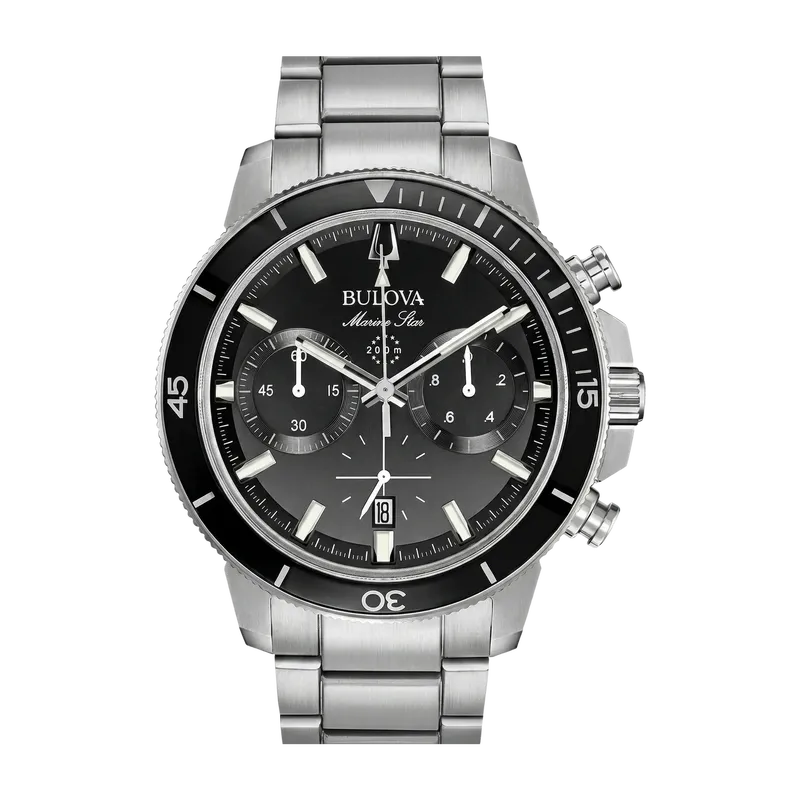 Marine Star Black 45mm Chronograph Watch