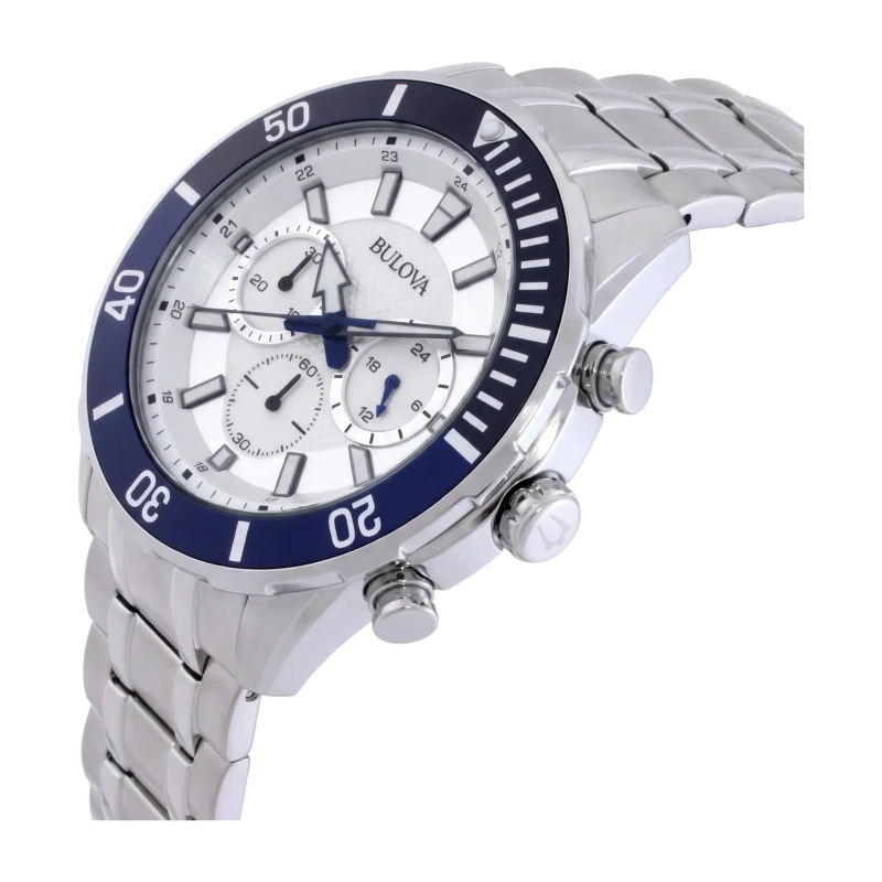 Classic Silver 44mm Chronograph Watch