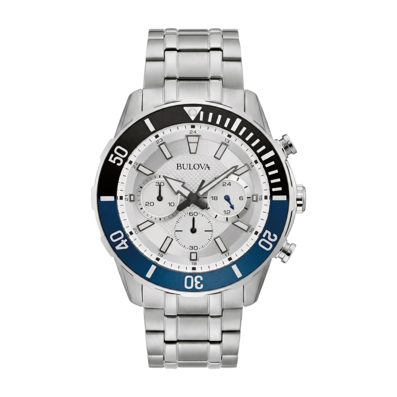 Classic Silver 44mm Chronograph Watch