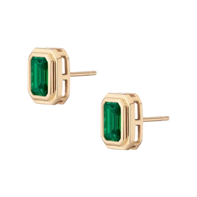 Emerald Heirloom Stud Earrings Yellow