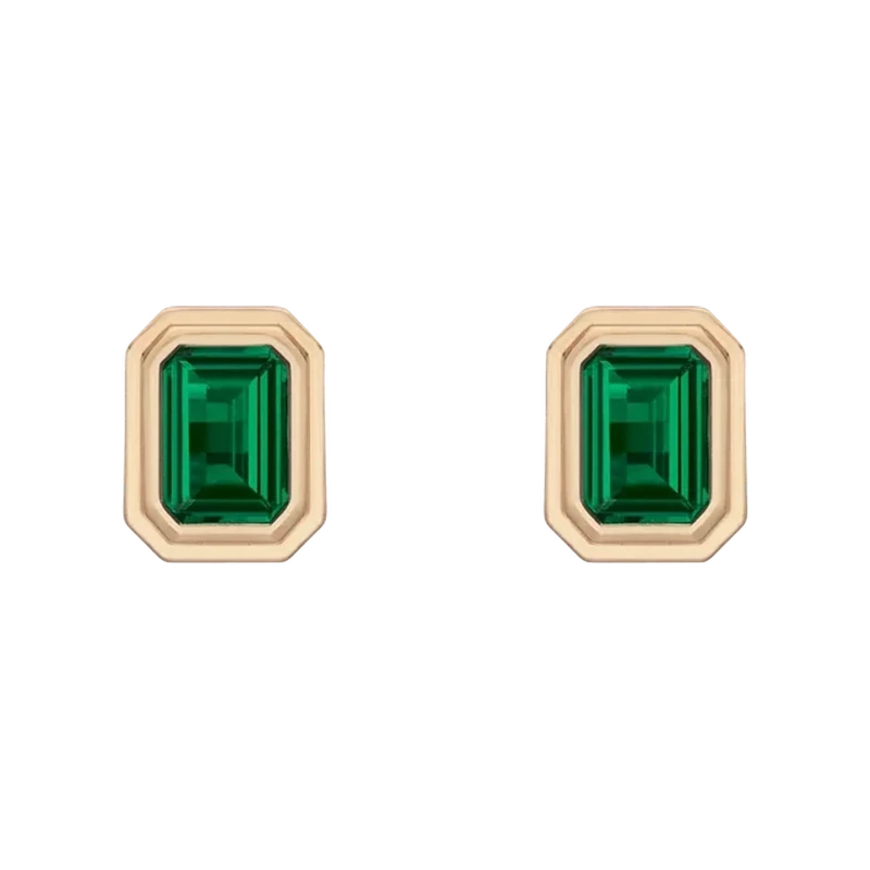 Emerald Heirloom Stud Earrings Yellow