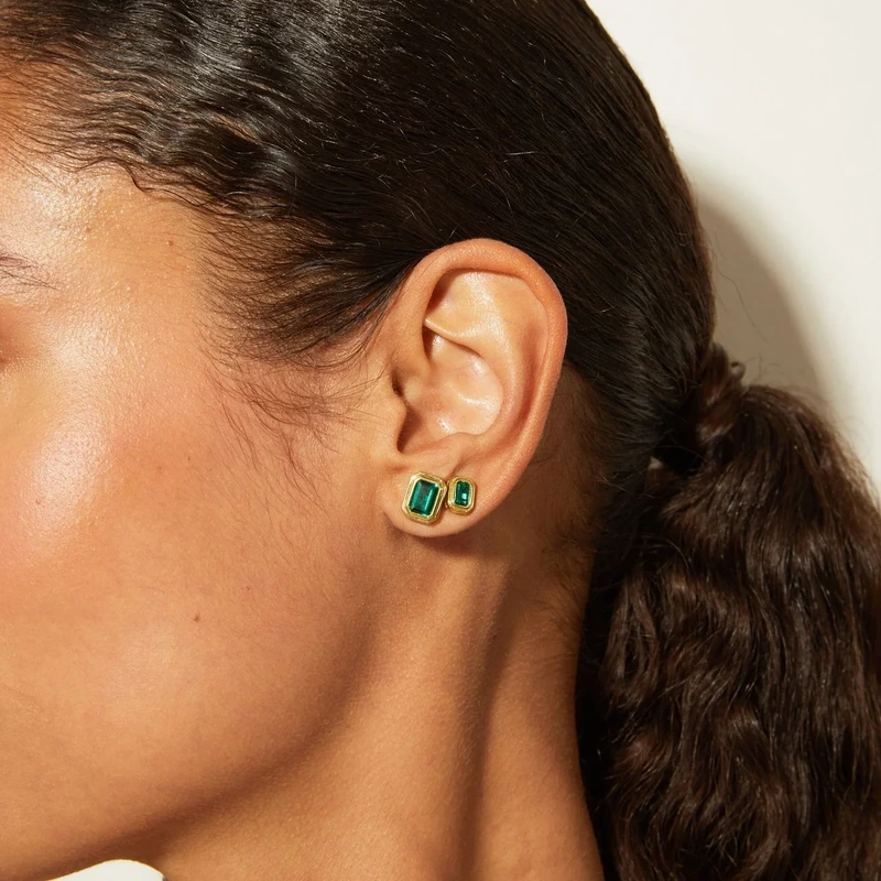 Emerald Heirloom Stud Earrings Yellow