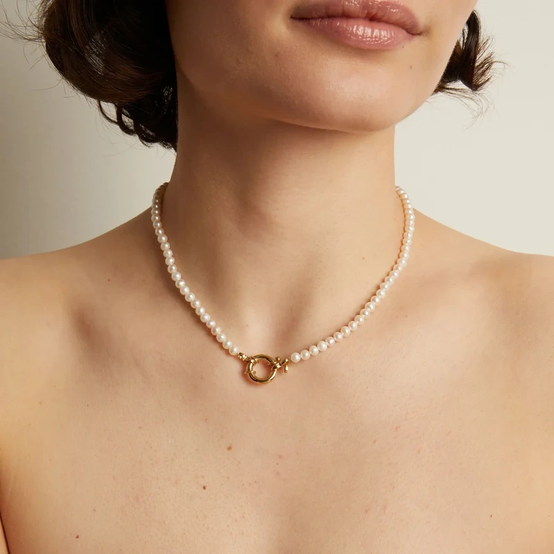 Pearl Aura Beaded Necklace Yellow 42cm