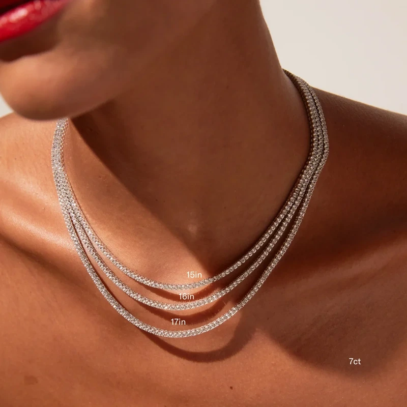 White Sapphire Tennis Necklace 13ct White 41cm
