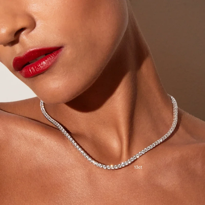 White Sapphire Tennis Necklace 13ct White 41cm