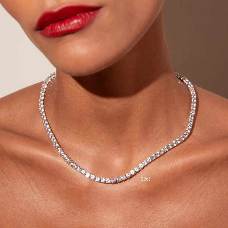 White Sapphire Tennis Necklace 22ct White 41cm