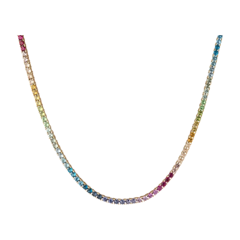 Ombré Rainbow Tennis Necklace Yellow 41cm