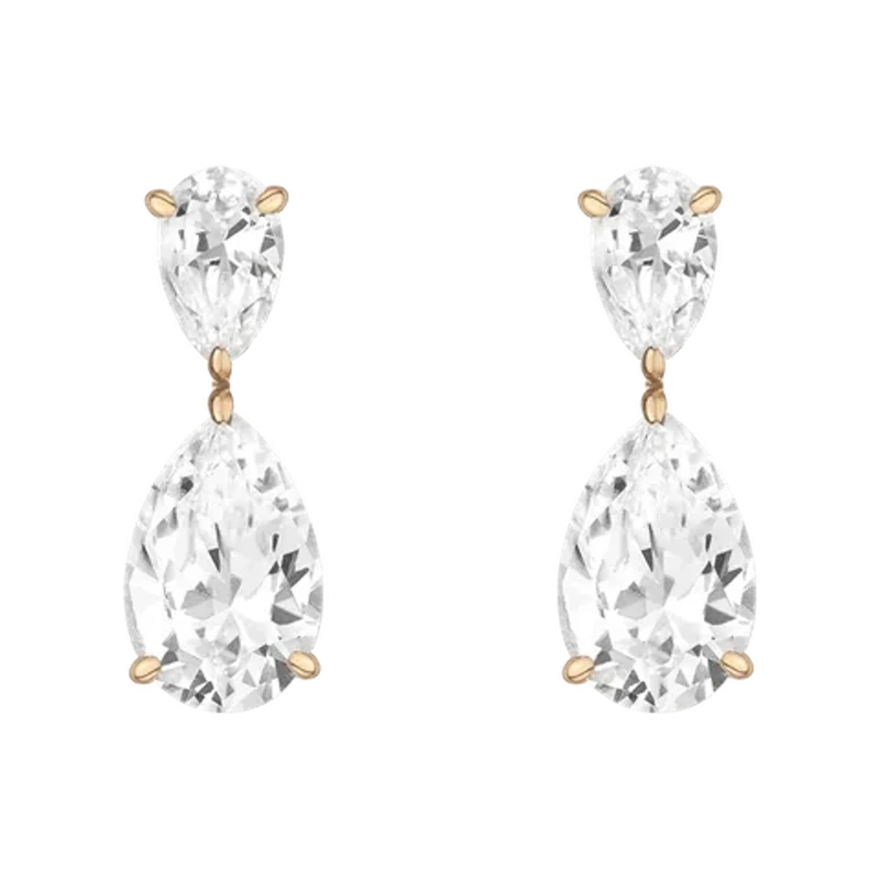 White Sapphire Pear Drop Earrings Yellow