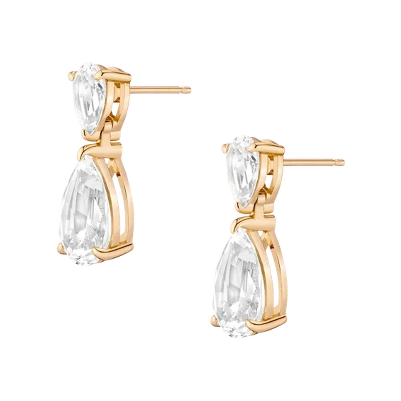 White Sapphire Pear Drop Earrings Yellow