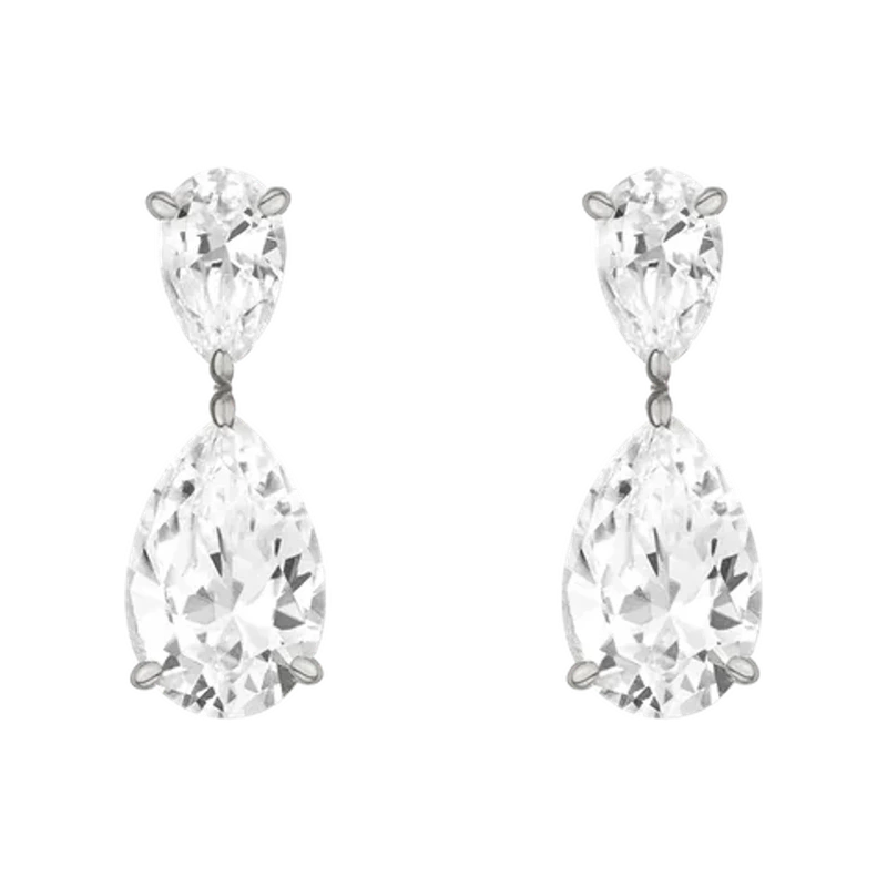 White Sapphire Pear Drop Earrings White