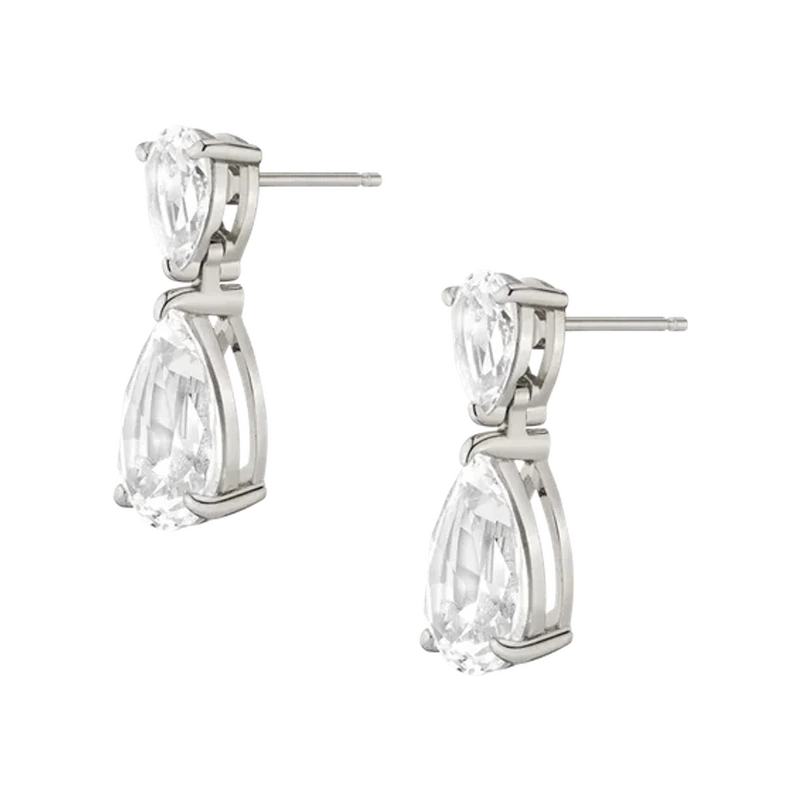 White Sapphire Pear Drop Earrings White