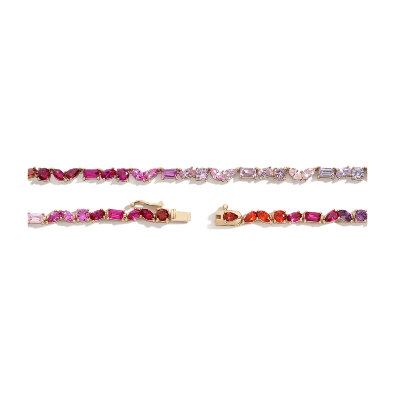 Pink Ombré Mixed Shape Tennis Necklace Yellow 41cm