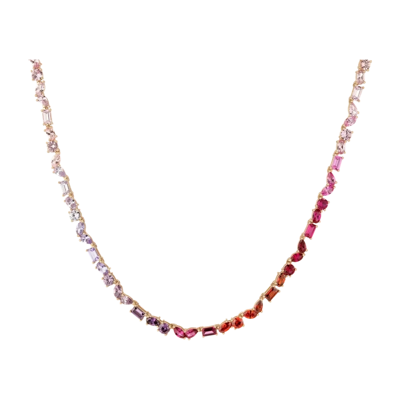 Pink Ombré Mixed Shape Tennis Necklace Yellow 41cm