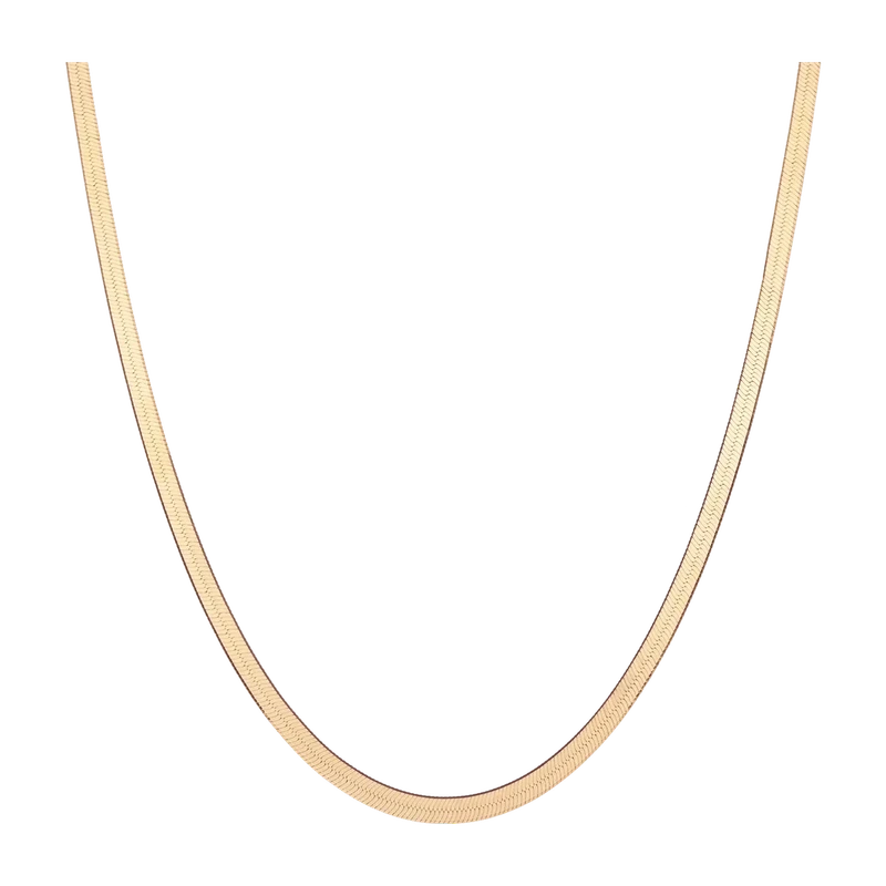 Gold Herringbone Chain Necklace Yellow 46cm