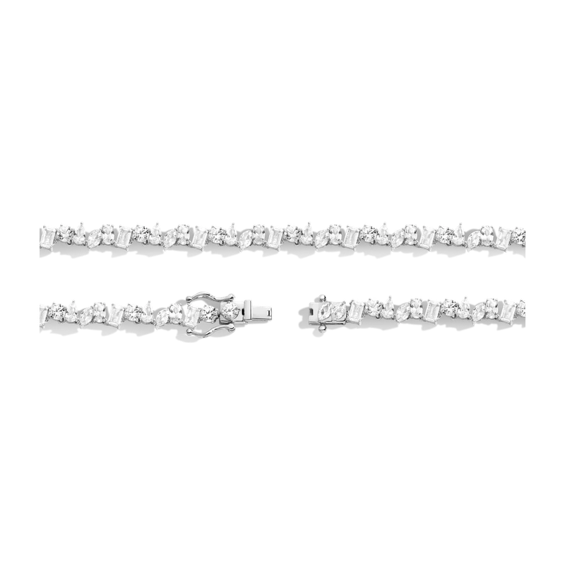 White Sapphire Mixed Shape Tennis Necklace 20ct White 41cm