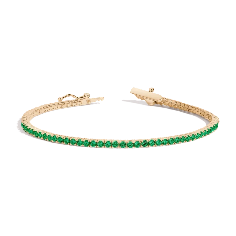 Green Emerald Tennis Bracelet Yellow 17cm