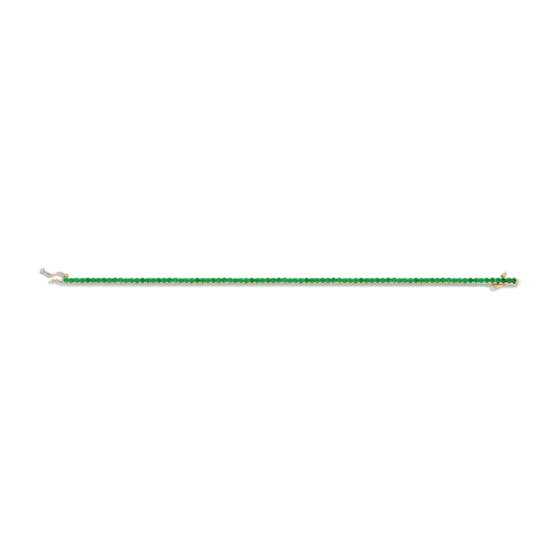 Green Emerald Tennis Bracelet Yellow 17cm