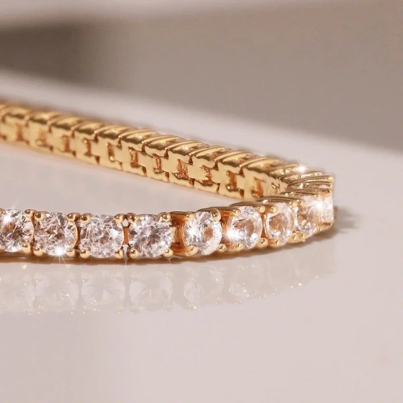 White Sapphire Tennis Bracelet 3ct Yellow 18cm