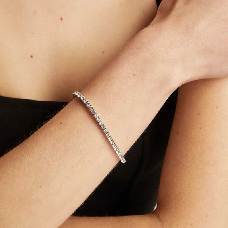 White Sapphire Tennis Bracelet 3ct White 17cm