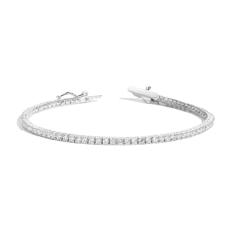 White Sapphire Tennis Bracelet 3ct White 18cm