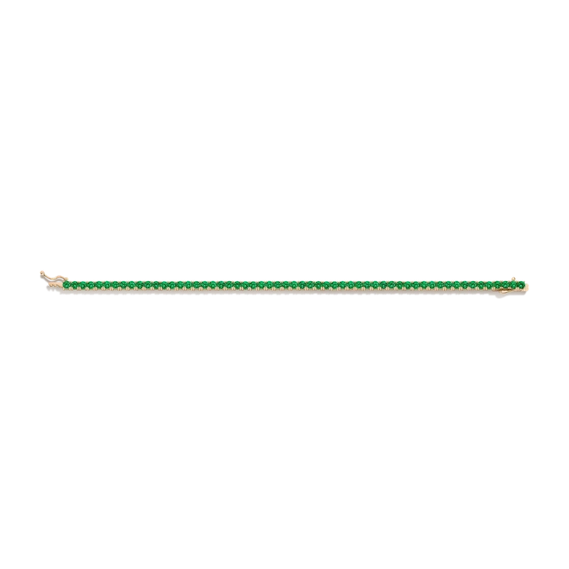 Green Emerald Tennis Bracelet 6ct Yellow 17cm