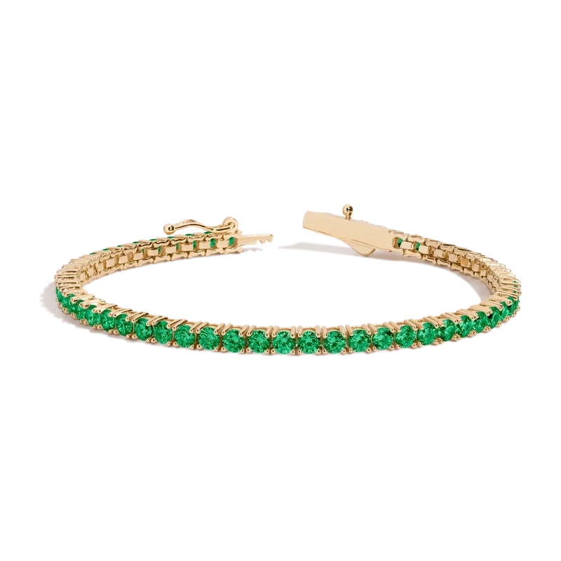 Green Emerald Tennis Bracelet 6ct Yellow 17cm