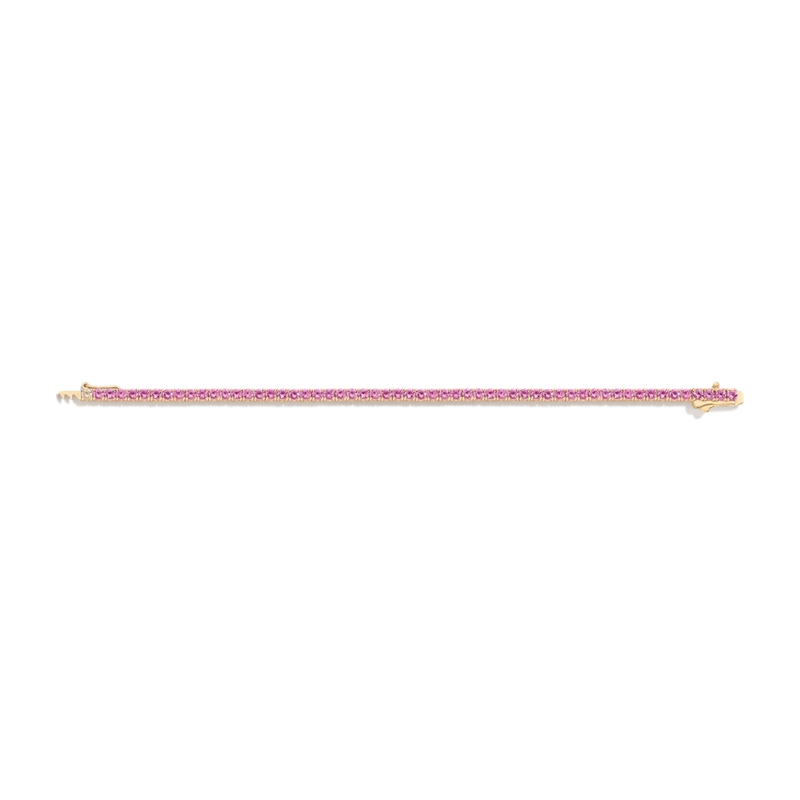 Pink Sapphire Tennis Bracelet 6ct Yellow 17cm