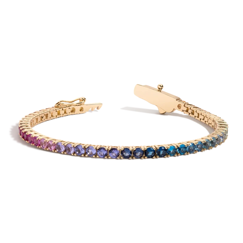 Ombré Rainbow Tennis Bracelet 6ct Yellow 17cm