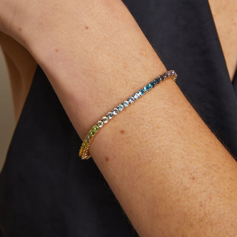 Ombré Rainbow Tennis Bracelet 6ct Yellow 17cm