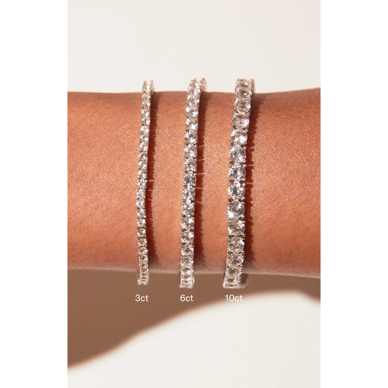 White Sapphire Tennis Bracelet 6ct White 17cm