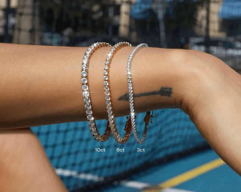 White Sapphire Tennis Bracelet 10ct Yellow 17cm