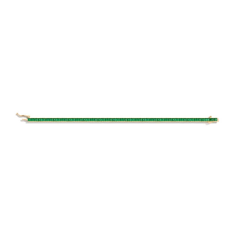 Green Emerald Baguette Tennis Bracelet Yellow 17cm