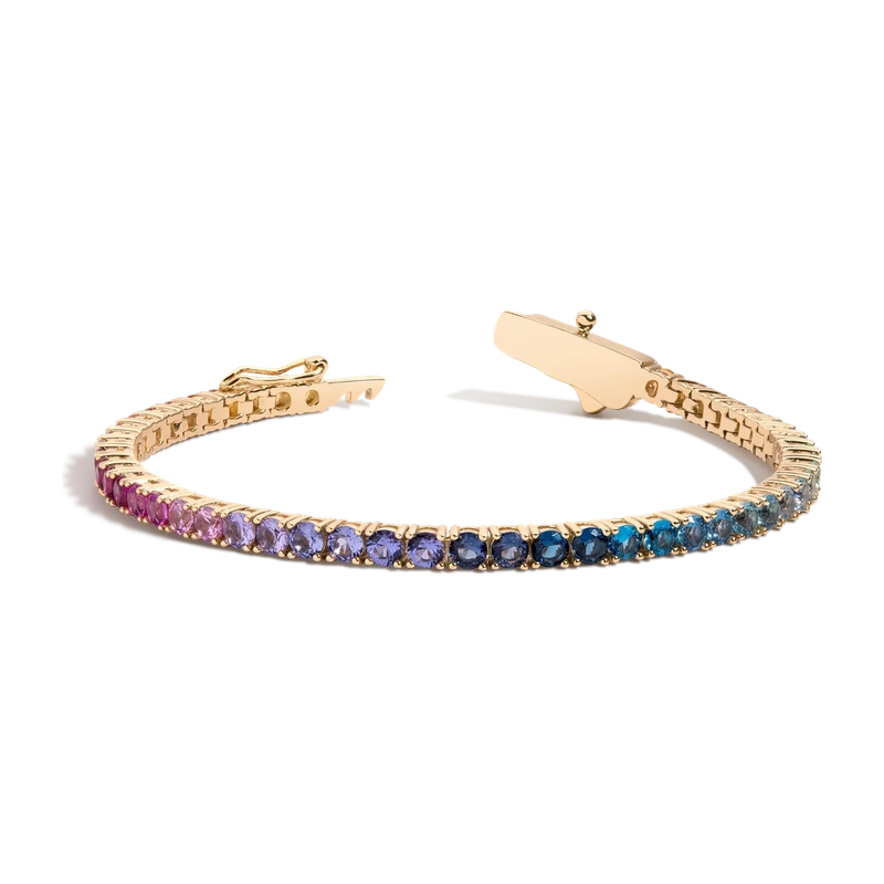 Ombré Rainbow Baguette Tennis Bracelet Yellow 17cm