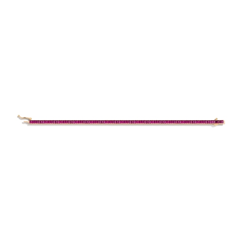 Red Ruby Baguette Tennis Bracelet Yellow 17cm